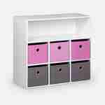 Mueble con almacenaje para niño, blanco - Camila - con 7 compartimentos y 6 cestas grises y rosas Photo3