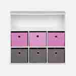 Mueble con almacenaje para niño, blanco - Camila - con 7 compartimentos y 6 cestas grises y rosas Photo4