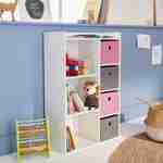 Mueble de almacenaje para niño, blanco - Camilo - con 7 compartimentos y 4 cestas grises y rosas Photo2