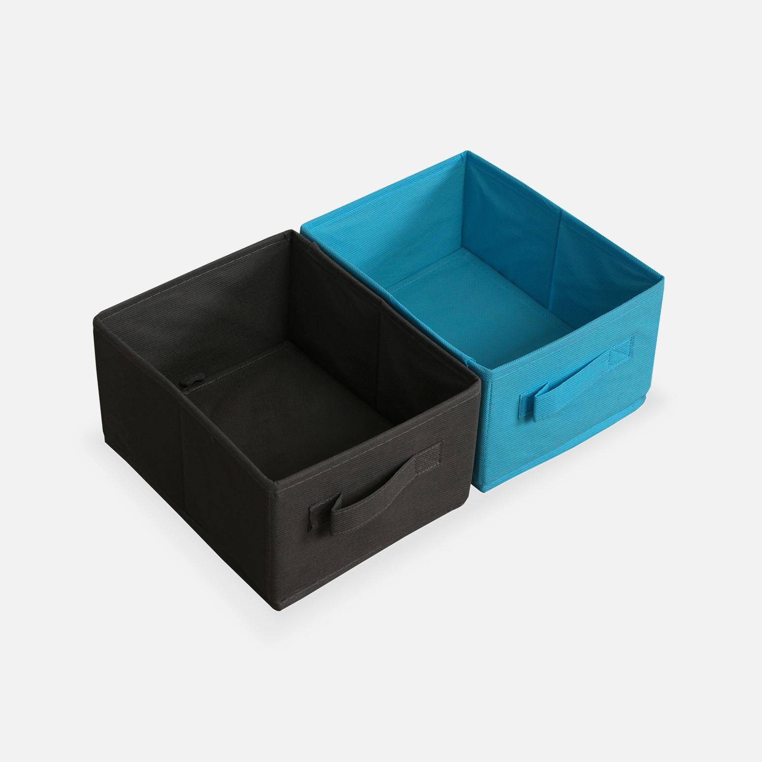 Mueble de almacenaje para niño, blanco - Camilo - con 3 estantes y 9 cestas grises y azules Photo6