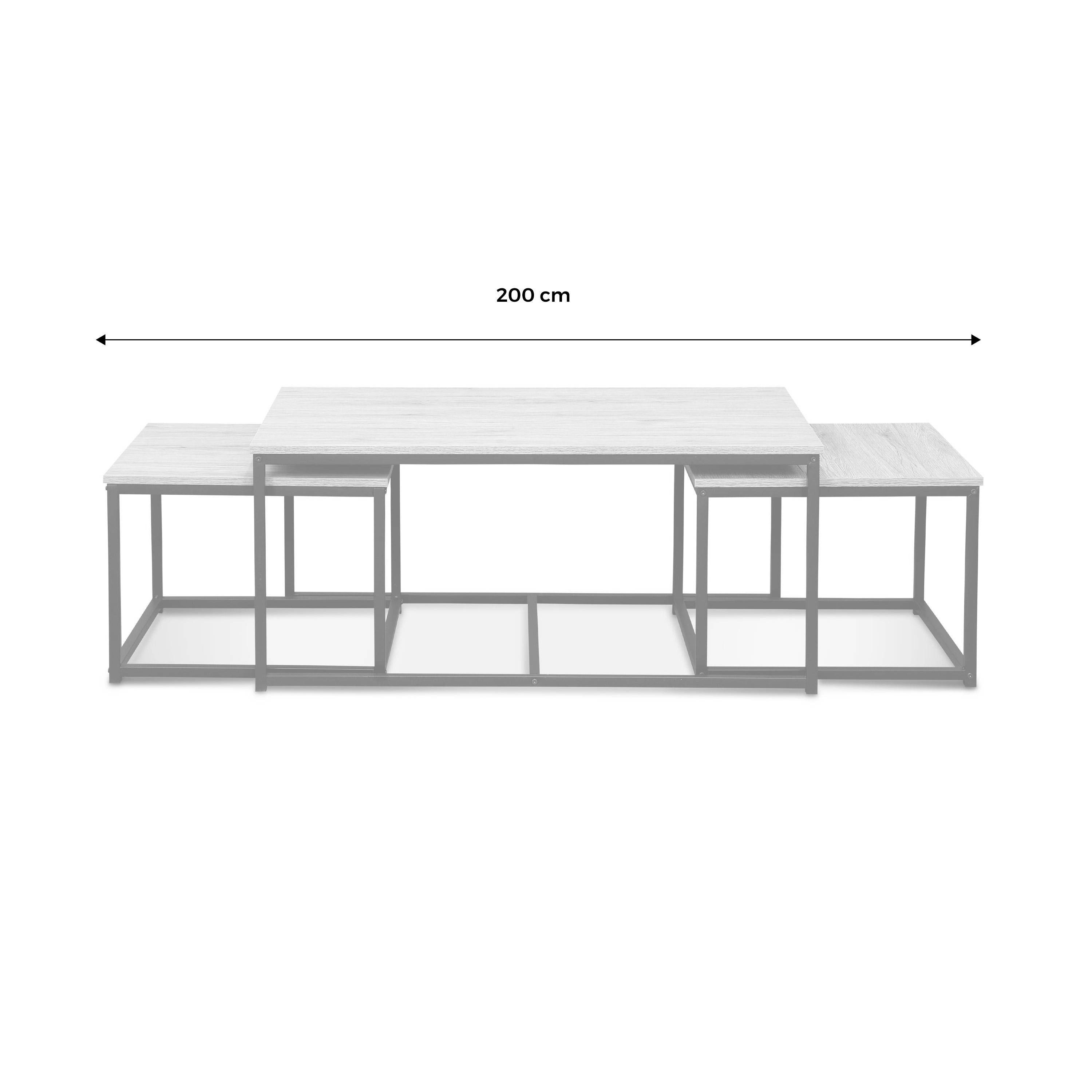 Set di 3 tavolini gigogne in metallo nero, arredamento in legno - Loft - da incasso, 1x100x45x60cm / 2x50x50x38cm Photo9