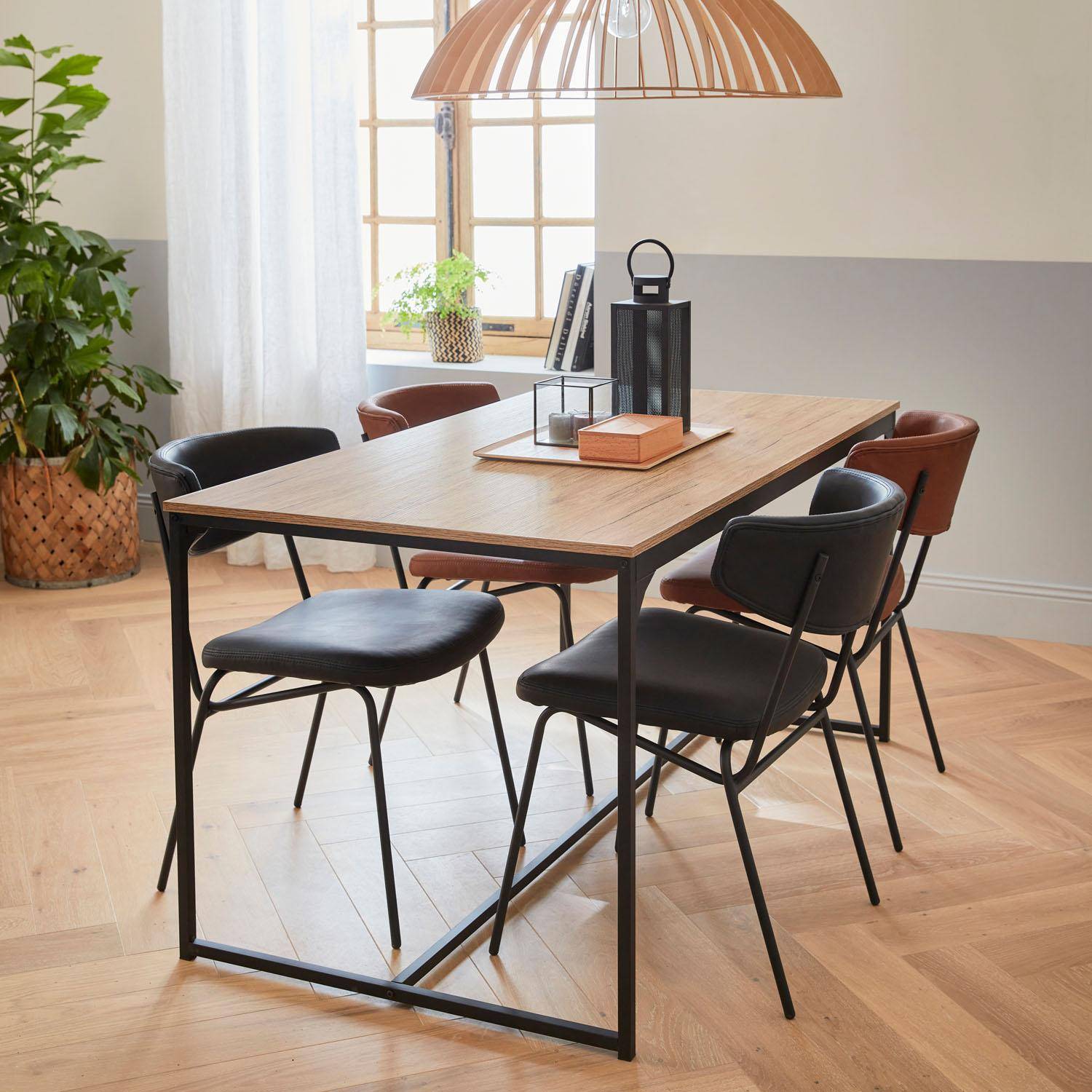 Mesa de jantar rectangular em metal e madeira - Loft - assentos 4, 150cm  Photo2