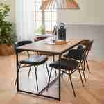 Table à manger rectangulaire métal noir et décor bois - Loft - 4 places, 150cm  Photo2