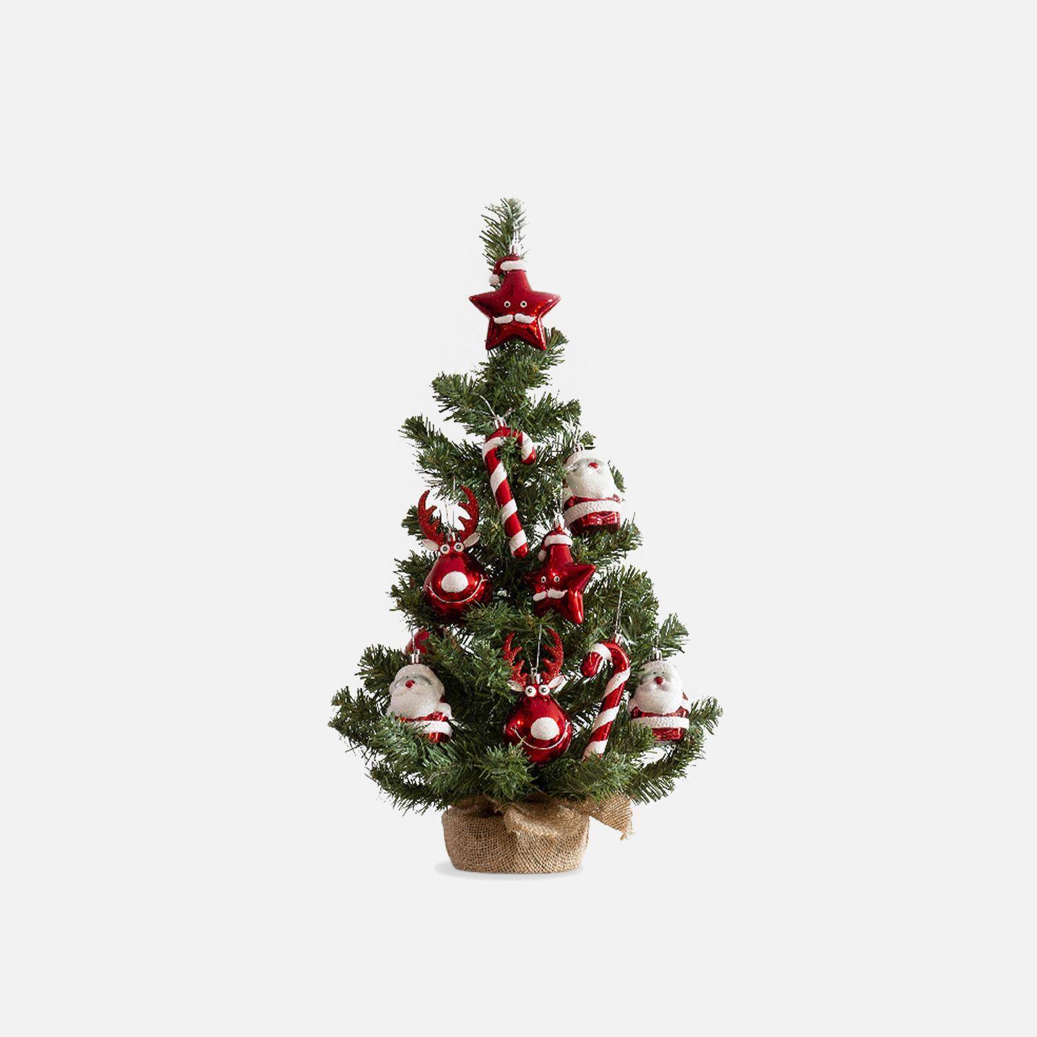 Arbre de Noël artificiel de 60cm – TOFINO – à décorer, figurines fournies, intérieur, rouge Photo2