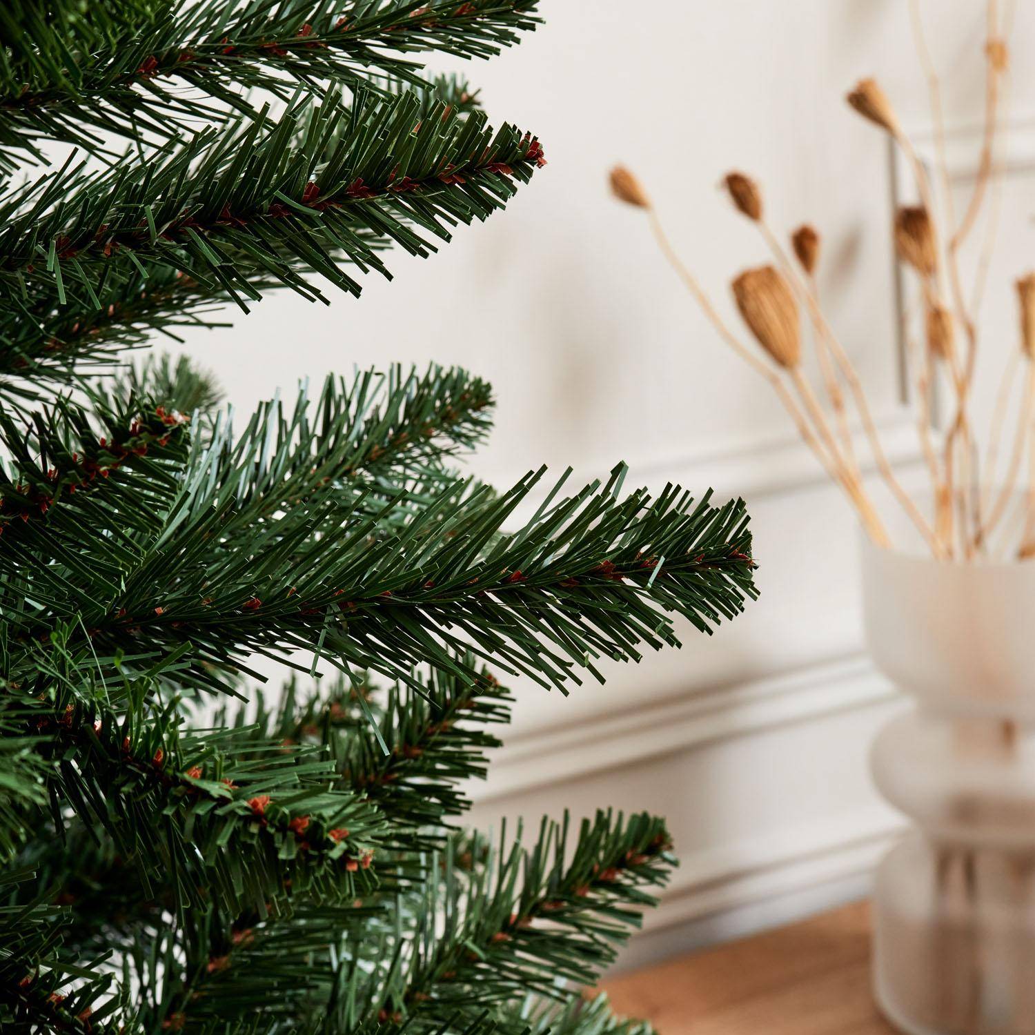 Sapin de Noël artificiel de 210cm - Nanton - forme conique, aspect réaliste, pied inclus Photo3