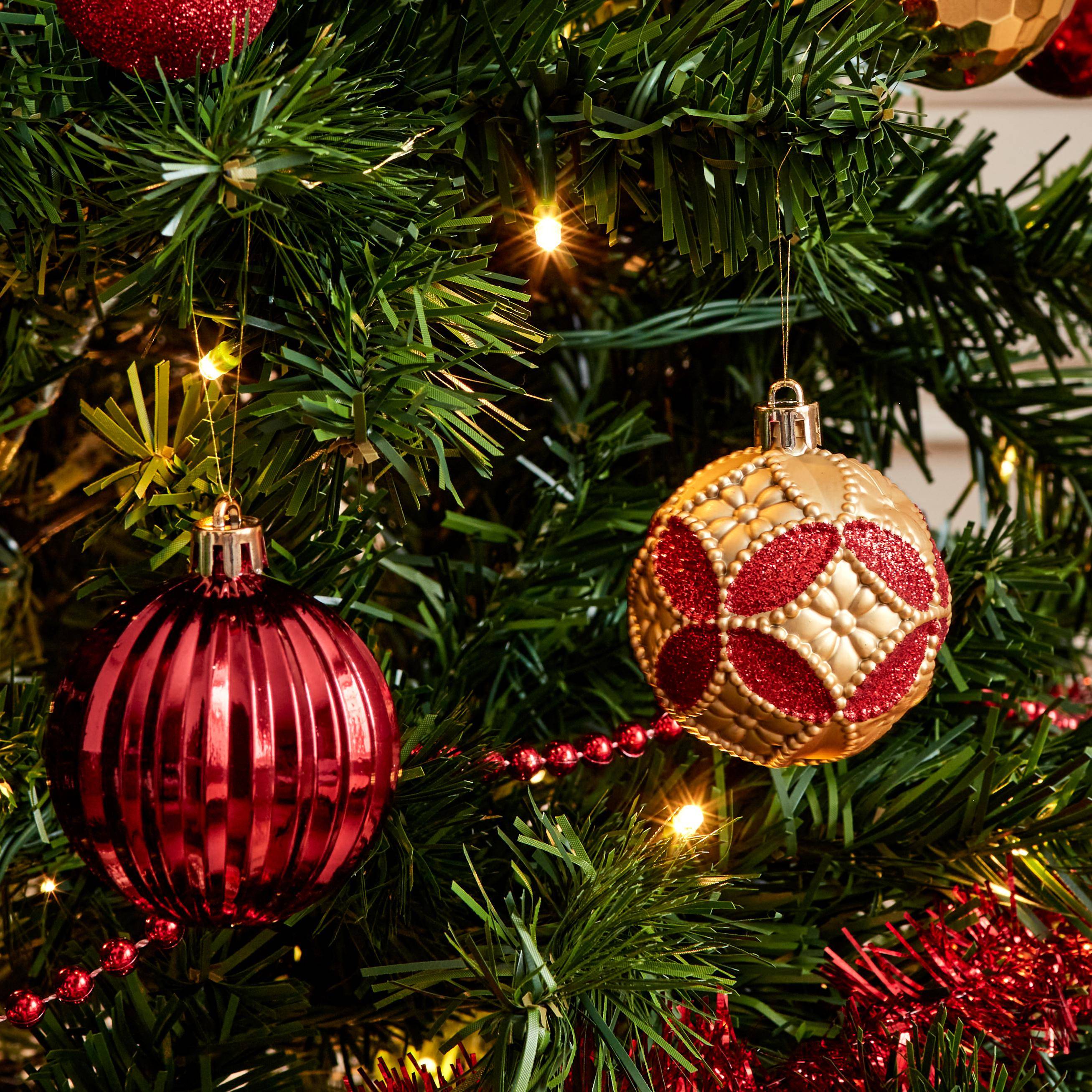 Sapin de Noël artificiel avec kit de décoration - Toronto 180cm - vert avec décorations rouge et or Photo4