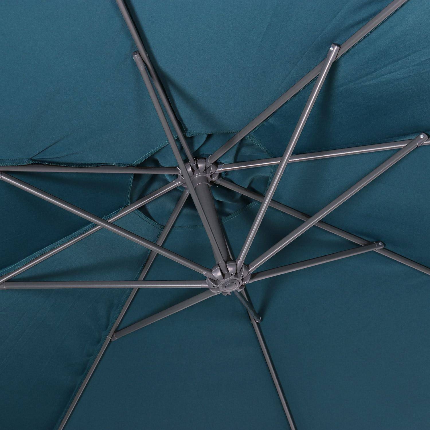 Parasol déporté rond Ø300cm  - Hardelot - Bleu canard - Manivelle anti-retour l Toile déperlante | Facile à utiliser Photo5