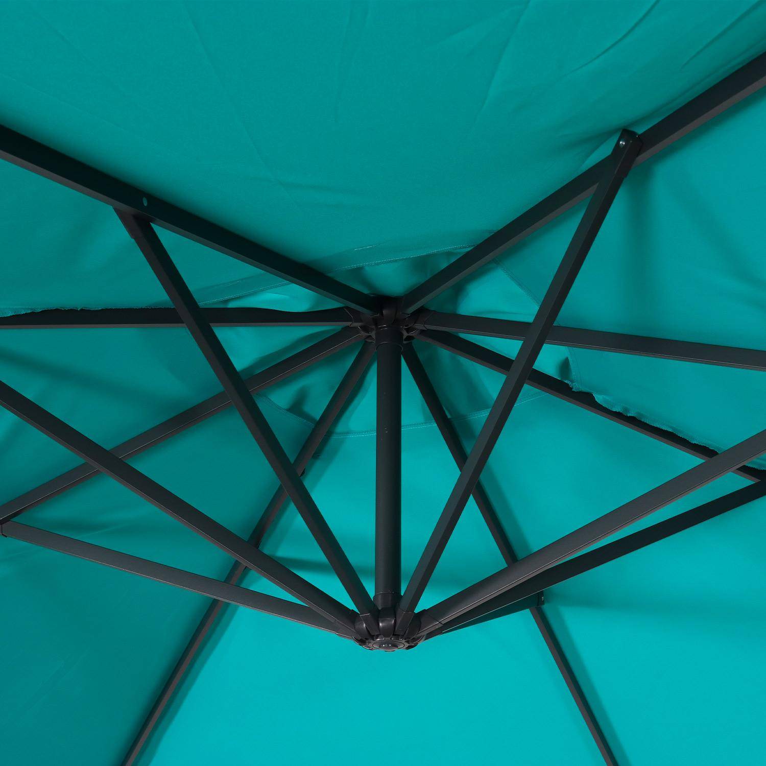 Parasol déporté rond 3x3m  - Hardelot - Turquoise - Manivelle anti-retour | Toile déperlante | Facile à utiliser Photo5