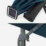 Parasol déporté solaire LED rectangulaire 3x4m haut de gamme - Luce Bleu canard - Parasol excentré inclinable, rabattable et rotatif à 360°, chargeur solaire Photo6
