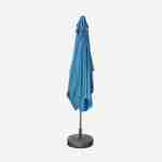 Parasol droit rectangulaire 2x3m - Touquet Bleu canard - mât central en aluminium orientable et manivelle d'ouverture Photo4