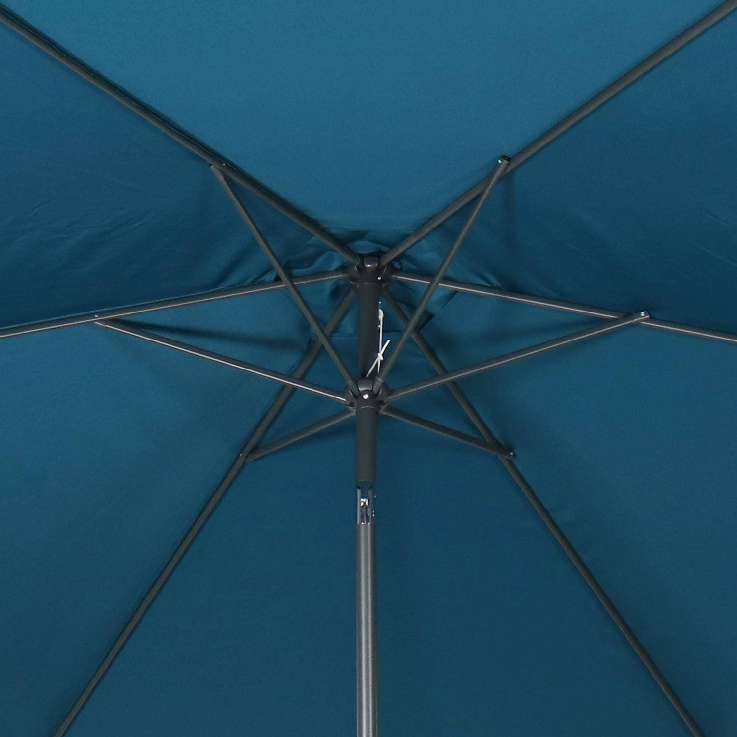 Guarda-chuva redondo recto Ø300cm - Touquet Bleu canard - poste central de alumínio com pega de abertura Photo5