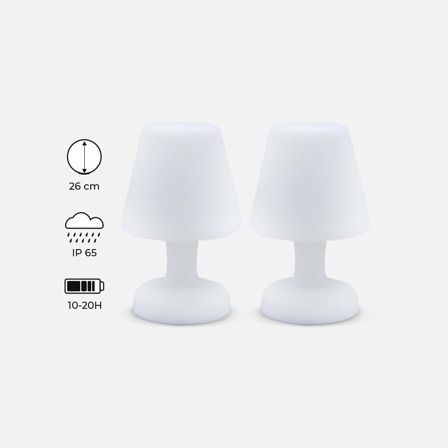 Juego de 2 lámparas de mesa LED 26cm - Lámparas de mesa decorativas con luz, Ø 16cm, carga inalámbrica Photo1