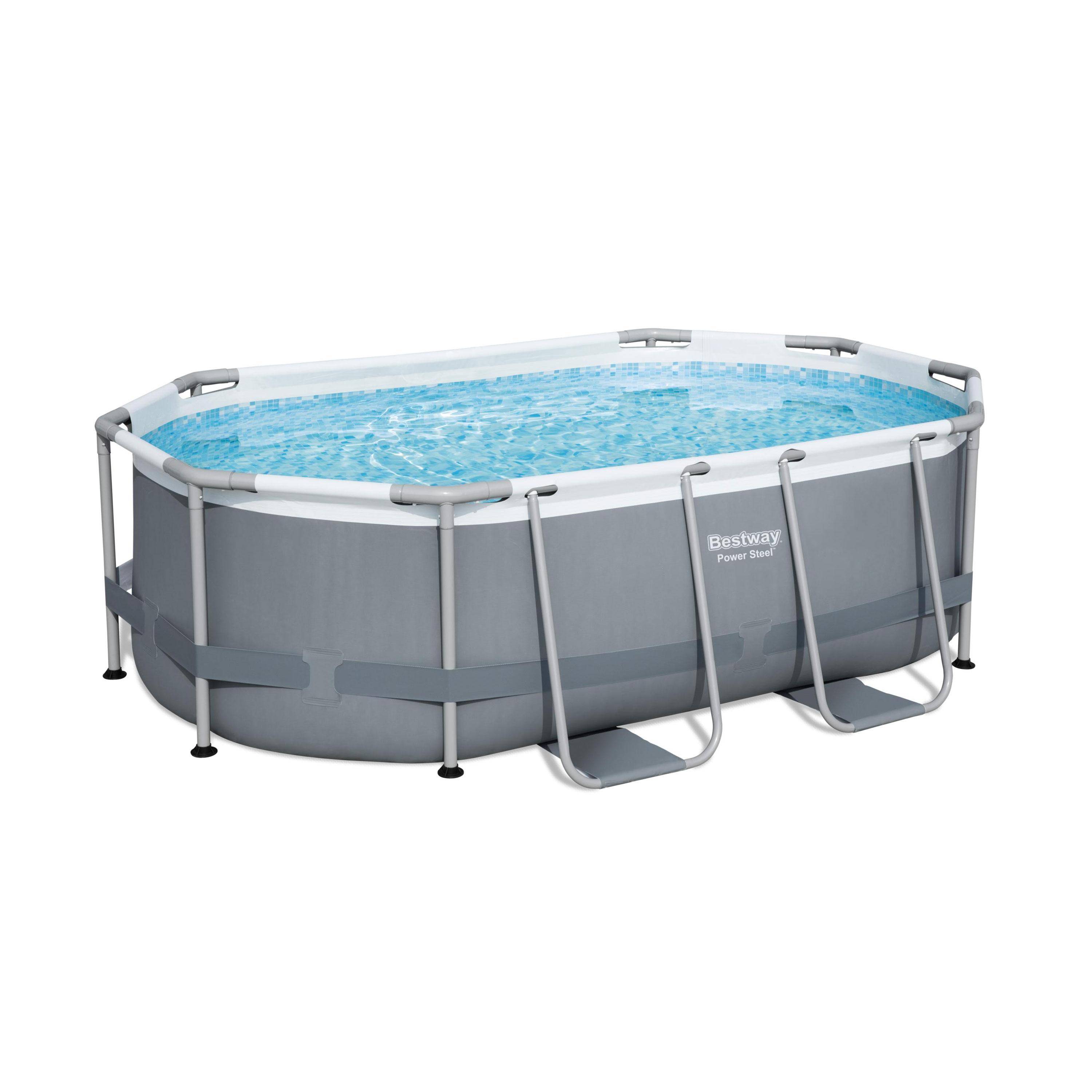 Kit piscine complet BESTWAY – Spinelle grise – piscine ovale tubulaire 3x2 m, pompe de filtration et kit de réparation inclus  Photo2