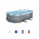 Compleet BESTWAY zwembad – Spinelle grijs – Ovaal frame zwembad 4x2 m, inclusief filterpomp, 3-trapsladder en vlotter Photo1