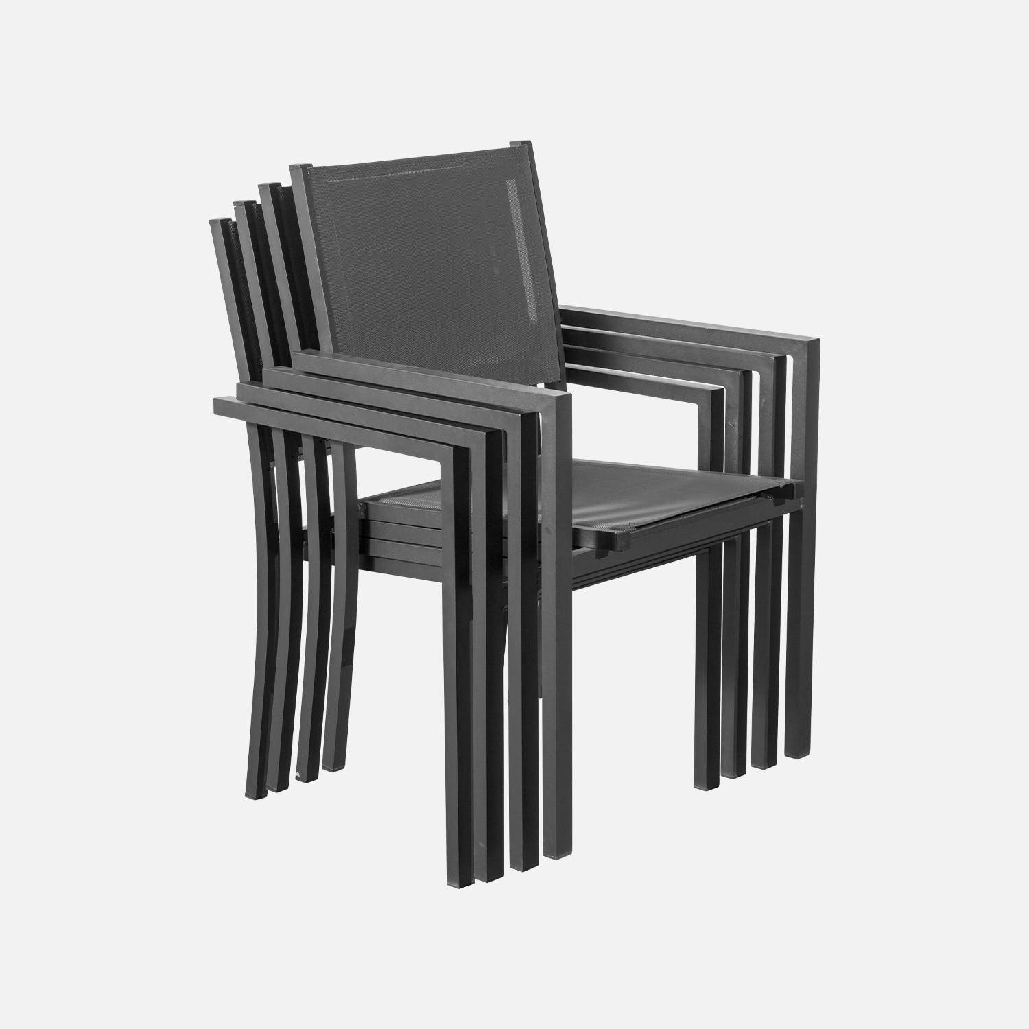 Mesa de jardim, conjunto de mesa e cadeiras em alumínio e textileno - Antracite/Cinzento - 8 lugares - CAPUA 180 Photo6