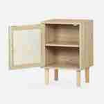 Table de chevet en cannage et décor bois - Camargue - 40x30x58cm - 2 niveaux - 1 porte - pieds droits Photo5