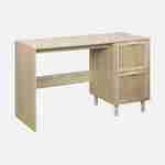 Bureau décor bois et cannage - Camargue - 120cm, 2 tiroirs  Photo3