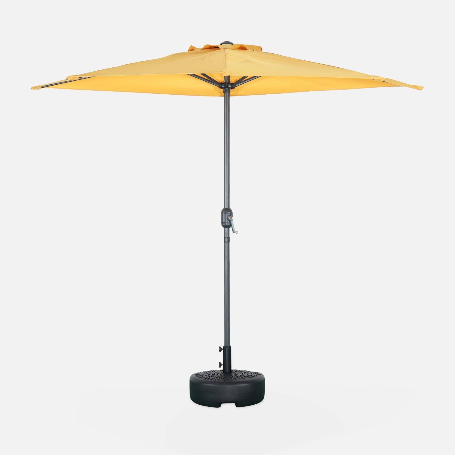 Guarda-chuva de varanda Ø250cm - CALVI - Meio guarda-chuva recto, haste em alumínio com pega de manivela, tecido mostarda Photo2