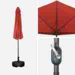  Guarda-chuva de varanda Ø250cm - CALVI - Meio guarda-chuva recto, haste em alumínio com pega de manivela, tecido terracota Photo4