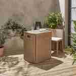 Gartentisch aus Kunststoffrattan - Doppio - Natur, Beige Kissen - 2 Plätze, eingebaut, spezieller Balkon oder kleine Terrasse Photo2
