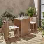 Gartentisch aus Kunststoffrattan - Doppio - Natur, Beige Kissen - 2 Plätze, eingebaut, spezieller Balkon oder kleine Terrasse Photo1