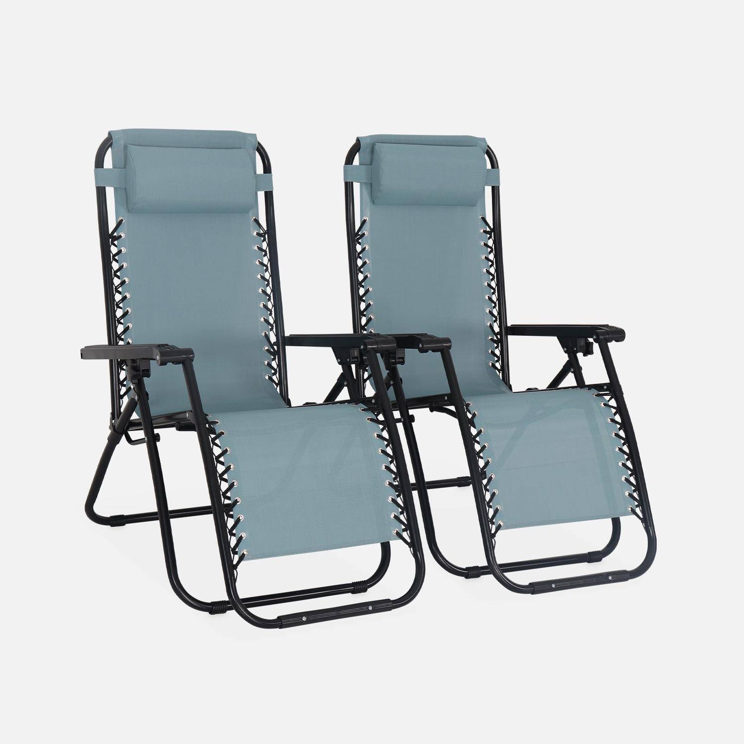 Set van twee campingstoelen, opvouwbaar, verstelbaar, inklapbaar, smaragdgroen Photo1
