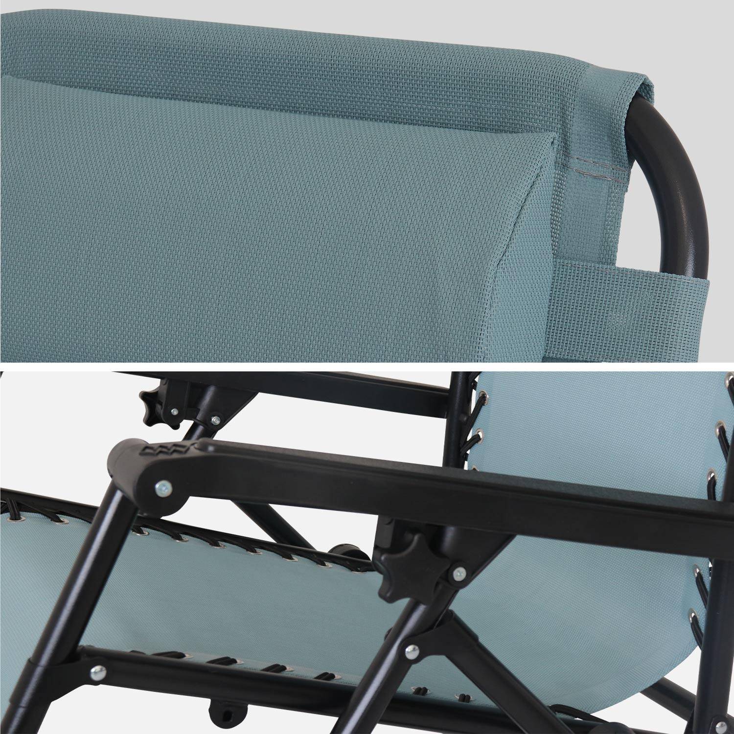Lot de 2 fauteuils relax – Patrick – Textilène, pliables, multi-positions, émeraude Photo4