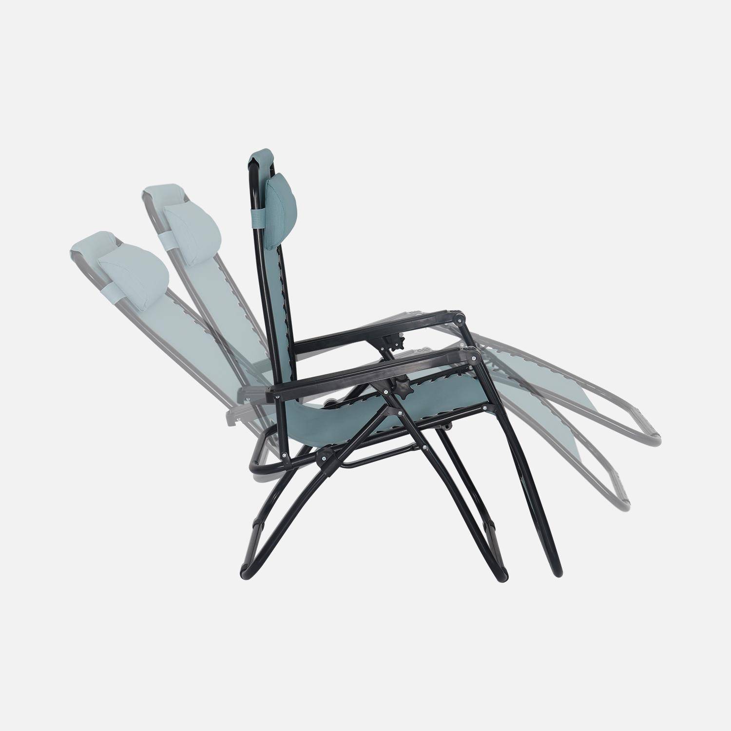 Lot de 2 fauteuils relax – Patrick – Textilène, pliables, multi-positions, émeraude Photo5
