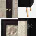 Sideboard aus Rohrgeflecht, schwarz 120x39x70cm - Bohème - 2 Ebenen, 3 Türen, skandinavischer Stil Photo5