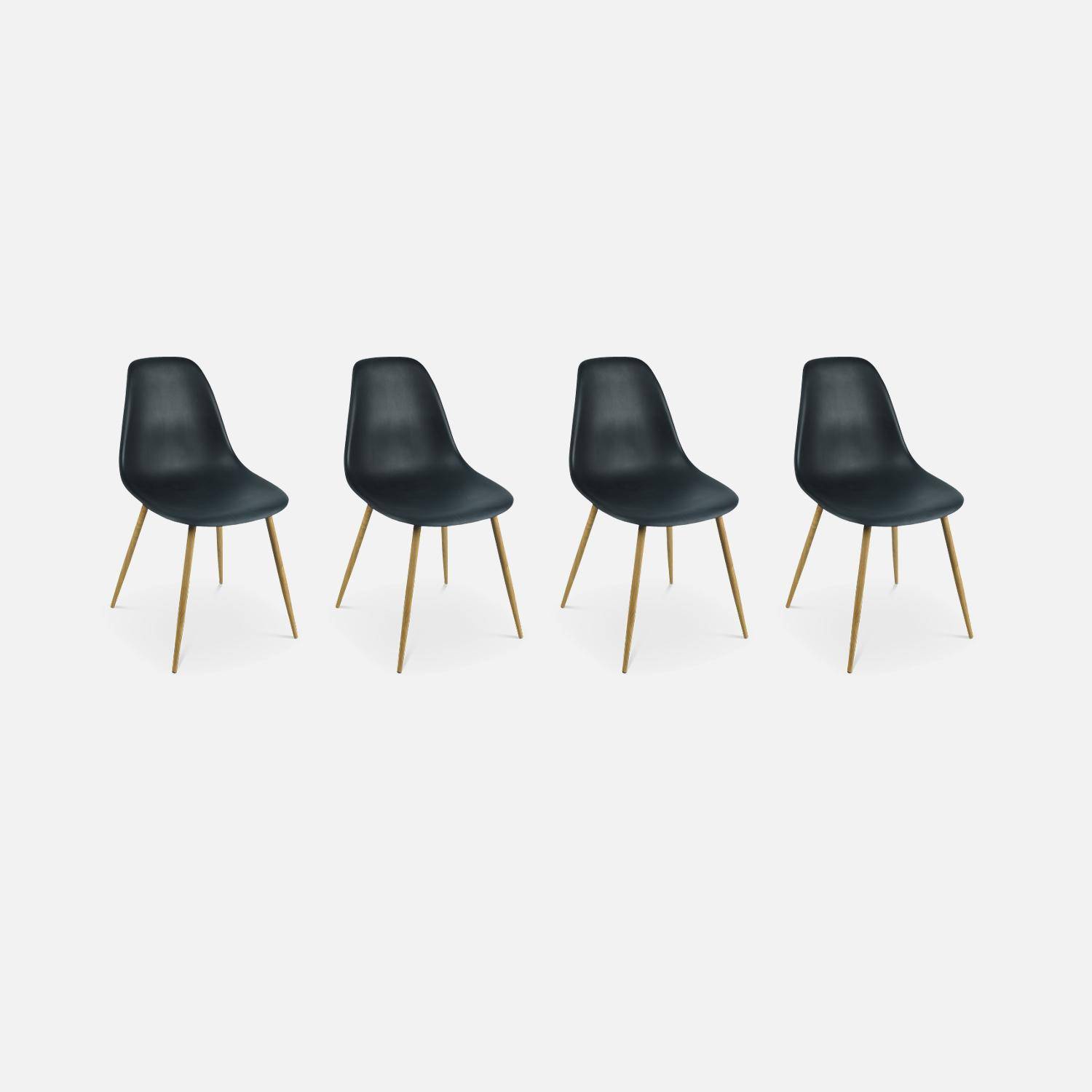 Conjunto de 4 cadeiras escandinavas - Lars - pernas em metal cor de madeira, cadeiras de um só lugar, preto Photo3