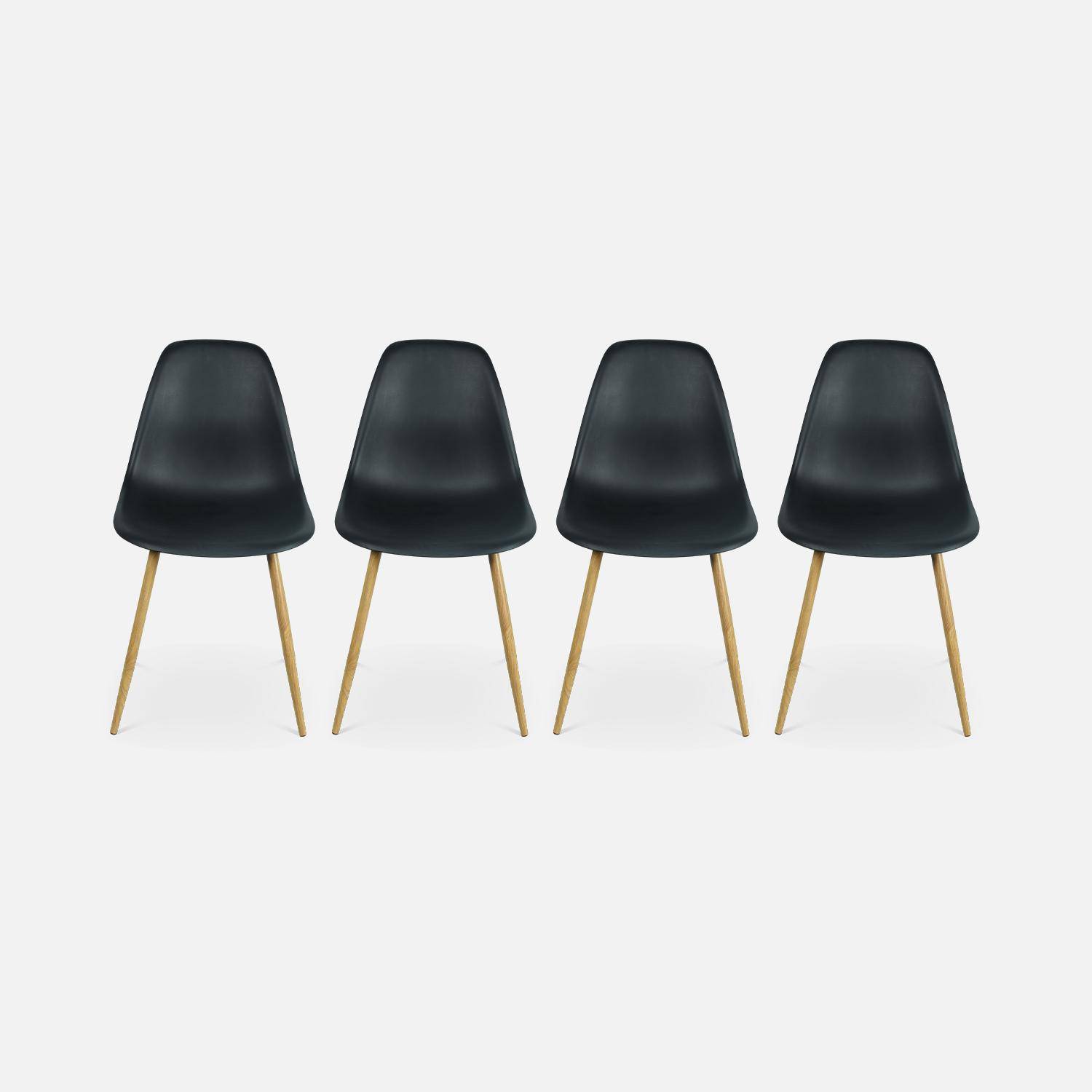 Conjunto de 4 cadeiras escandinavas - Lars - pernas em metal cor de madeira, cadeiras de um só lugar, preto Photo4
