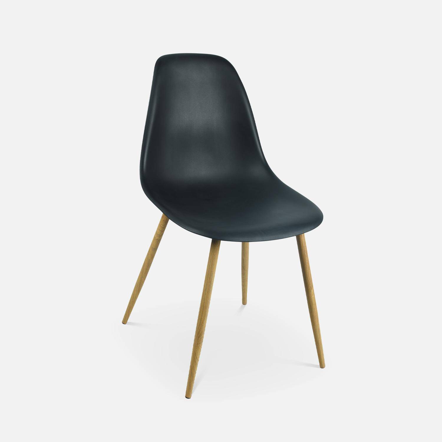 Conjunto de 4 cadeiras escandinavas - Lars - pernas em metal cor de madeira, cadeiras de um só lugar, preto Photo7
