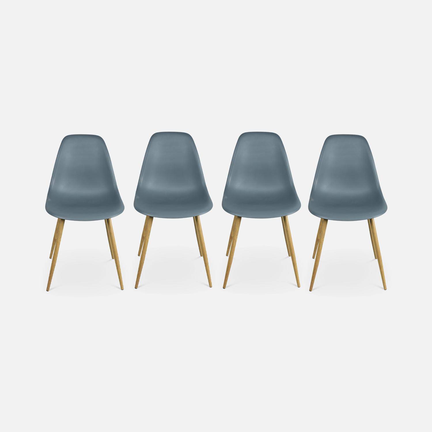 Conjunto de 4 cadeiras escandinavas - Lars - pernas metálicas cor de madeira, monolugar, cinzento Photo4