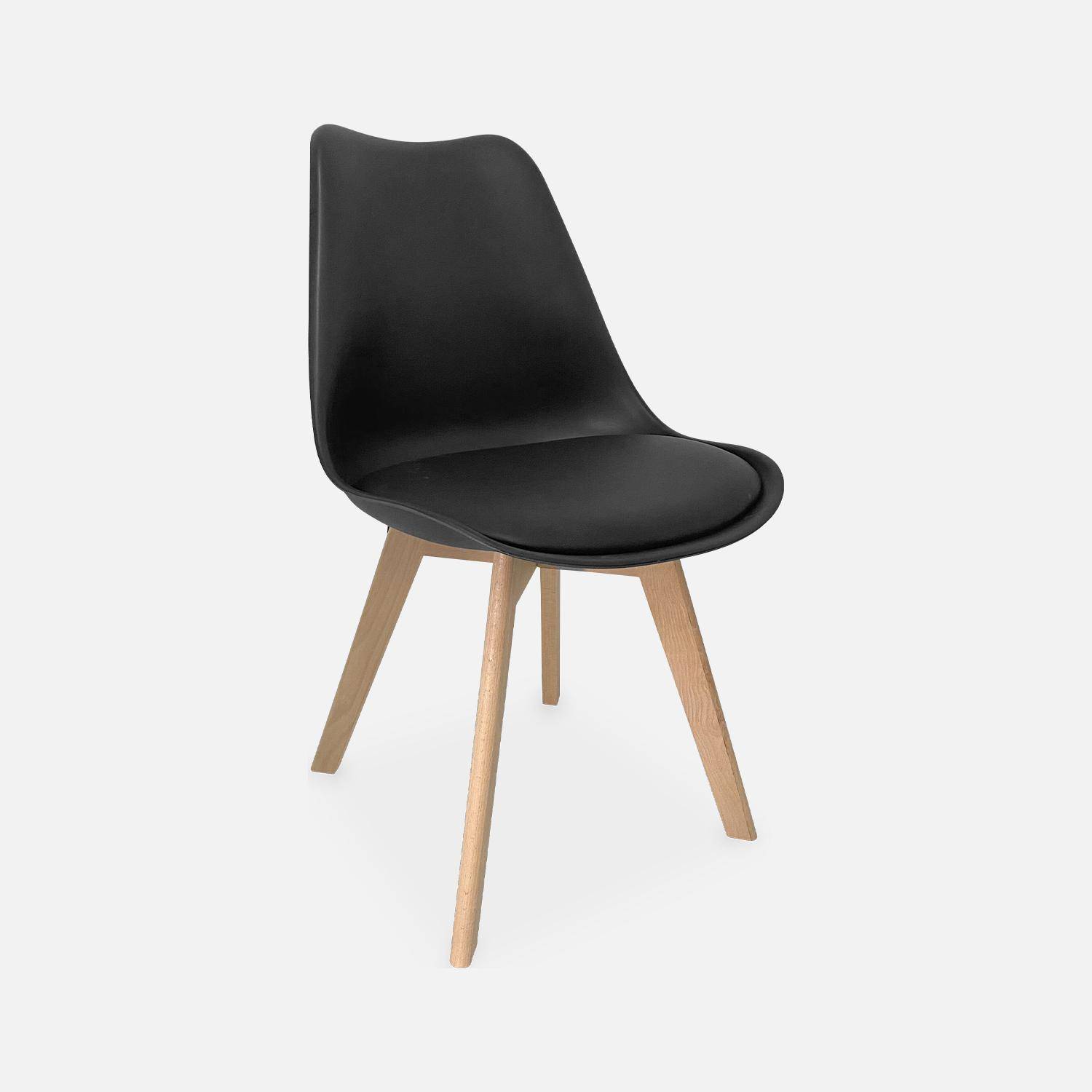 Conjunto de 6 cadeiras escandinavas, pernas em faia, cadeiras de 1 lugar, preto Photo4