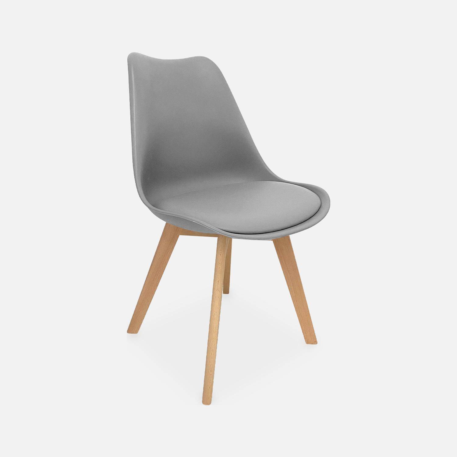 Juego de 6 sillas escandinavas, patas de madera de haya, monoplaza, gris Photo4