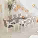 Ausziehbarer Tisch Gartengarnitur - Washington Taupe - Aluminiumtisch 200/300 cm, Milchglasplatte, ausziehbar 8 Sitze aus Textilene Photo1