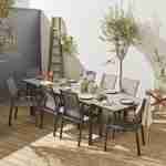 Conjunto de jardín con mesa extensible - Mesa de aluminio de 200/300 cm con tapa de cristal esmerilado, extensión y 8 sillas textileno Photo1