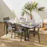 Mesa de jardín extensible 150 / 210cm aluminio y textileno- Orlando color gris pardo Photo1