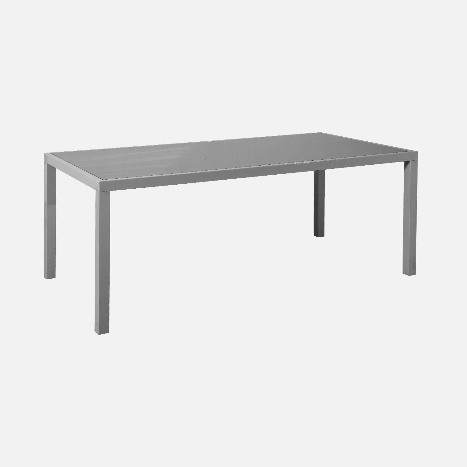 Mesa de jardim, conjunto de mesa e cadeiras em alumínio e textileno - Cinzento/Preto - 8 lugares - CAPUA 180 Photo5