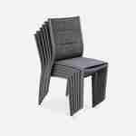 Chicago set, 1 tafel met een verlengstuk, Hout effect,  2 fauteuils, 6 stoelen uit aluminium en textileen Photo3