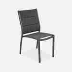 Chicago set, 1 tafel met een verlengstuk, Hout effect,  2 fauteuils, 6 stoelen uit aluminium en textileen Photo9