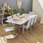 Gartengarnitur - Chicago Grau/Hellgrau - Ausziehbarer Tisch 175/245 cm mit Verlängerung und 8 Sitzen aus Textilene Photo1