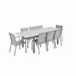 Gartengarnitur - Chicago Grau/Hellgrau - Ausziehbarer Tisch 175/245 cm mit Verlängerung und 8 Sitzen aus Textilene Photo2
