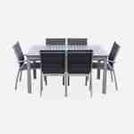 Salon de jardin table extensible - Chicago 210 Gris - Table en aluminium 150/210cm avec rallonge et 6 assises en textilène Photo3