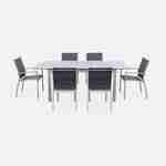 Salon de jardin table extensible - Chicago 210 Gris - Table en aluminium 150/210cm avec rallonge et 6 assises en textilène Photo2
