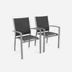 Salon de jardin table extensible - Chicago 210 Gris - Table en aluminium 150/210cm avec rallonge et 6 assises en textilène Photo6