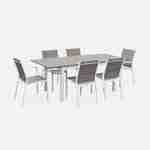 Salon de jardin table extensible - Chicago 210 Taupe - Table en aluminium 150/210cm avec rallonge et 6 assises en textilène Photo1