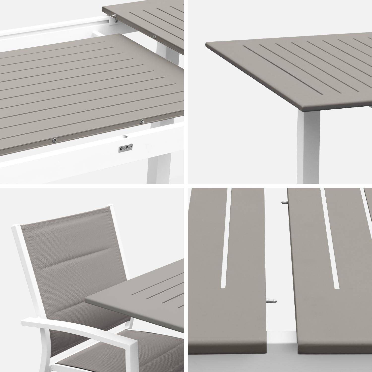 Ausziehbarer Tisch Gartengarnitur - Chicago 210 Taupe - Aluminiumtisch 150/210 cm mit Verlängerung und 6 Sitzen aus Textilene Photo8