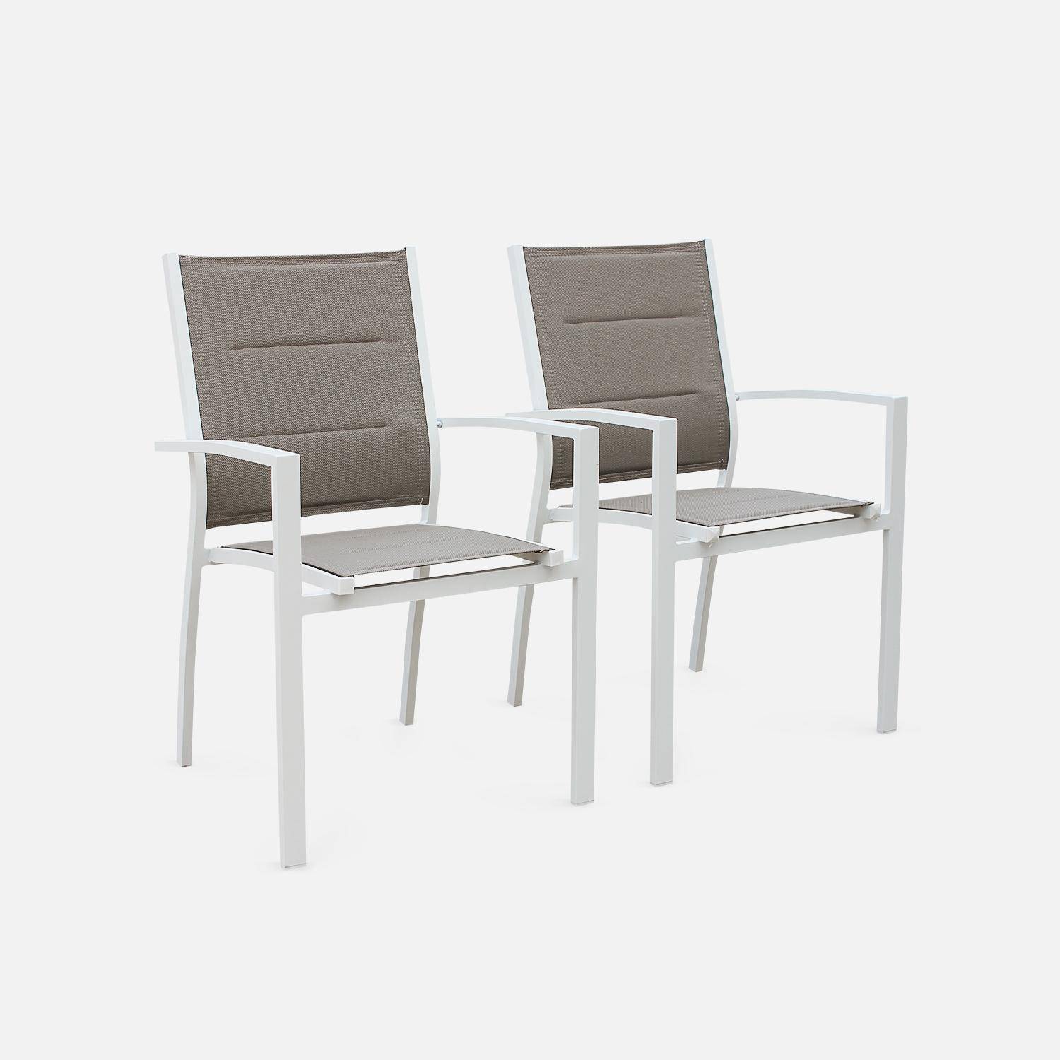 Ausziehbarer Tisch Gartengarnitur - Chicago 210 Taupe - Aluminiumtisch 150/210 cm mit Verlängerung und 6 Sitzen aus Textilene Photo6