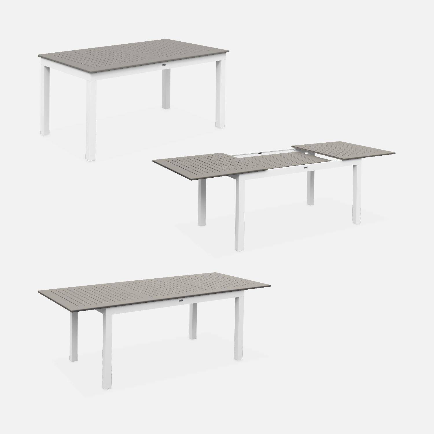 Ausziehbarer Tisch Gartengarnitur - Chicago 210 Taupe - Aluminiumtisch 150/210 cm mit Verlängerung und 6 Sitzen aus Textilene Photo4